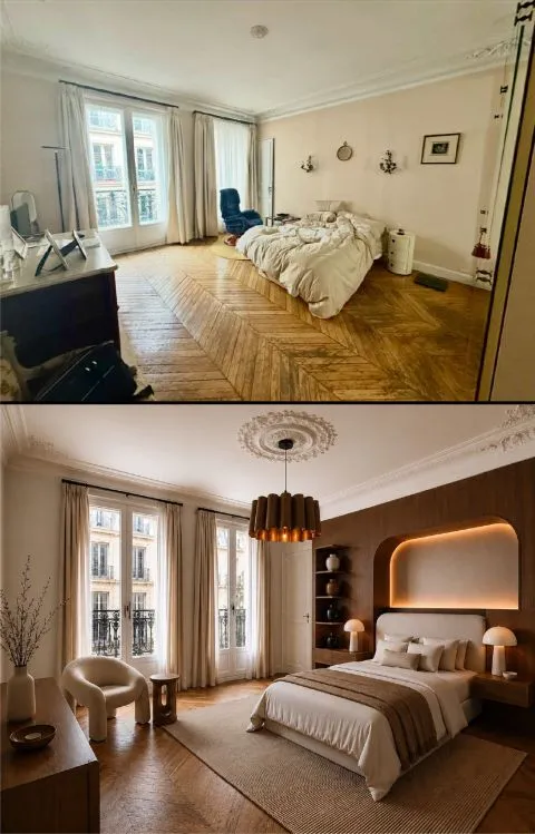 Avant / après : transformation d’une chambre dans un appartement haussmannien à Paris 16e