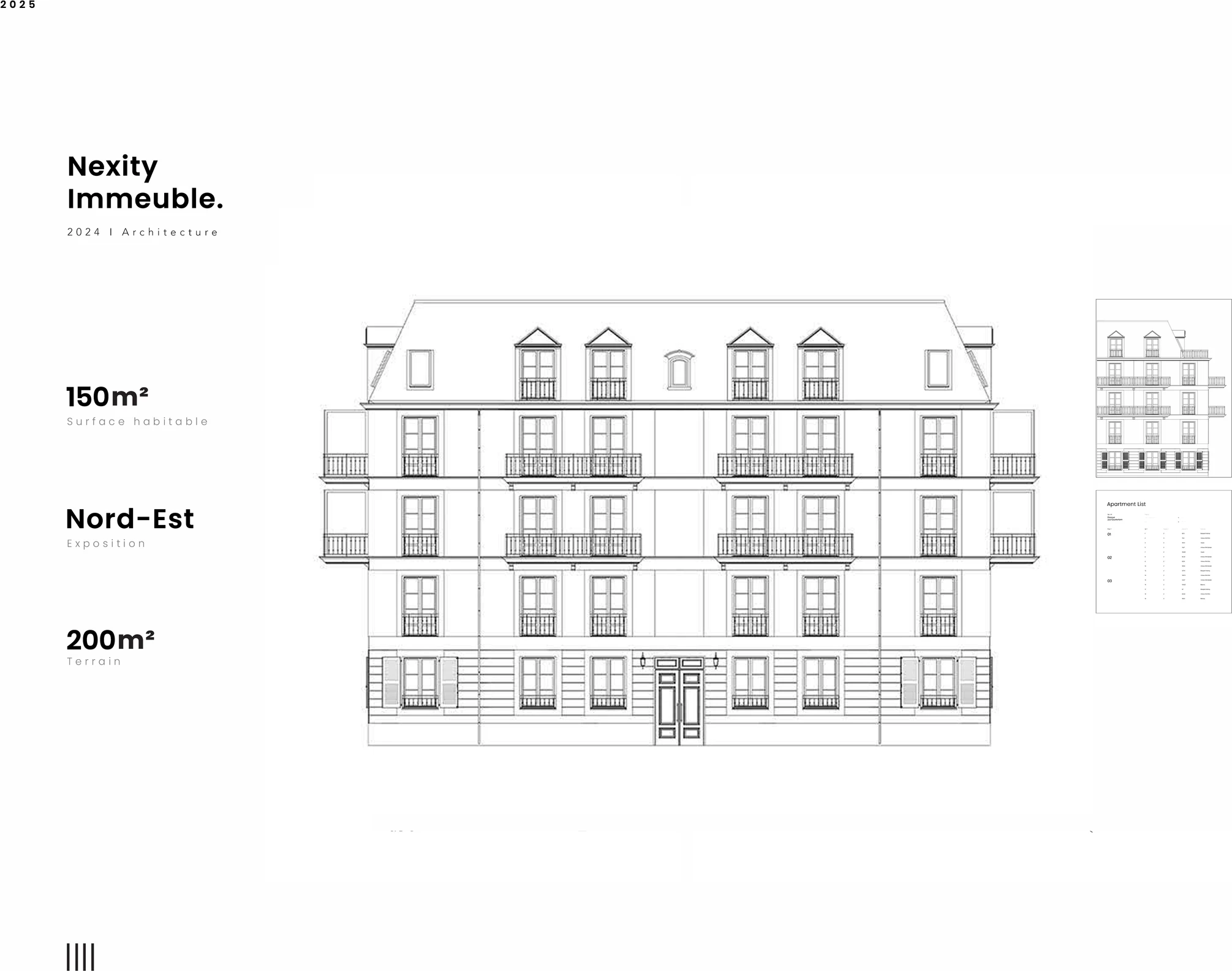 Élévation de la façade de l’immeuble résidentiel à Vincennes