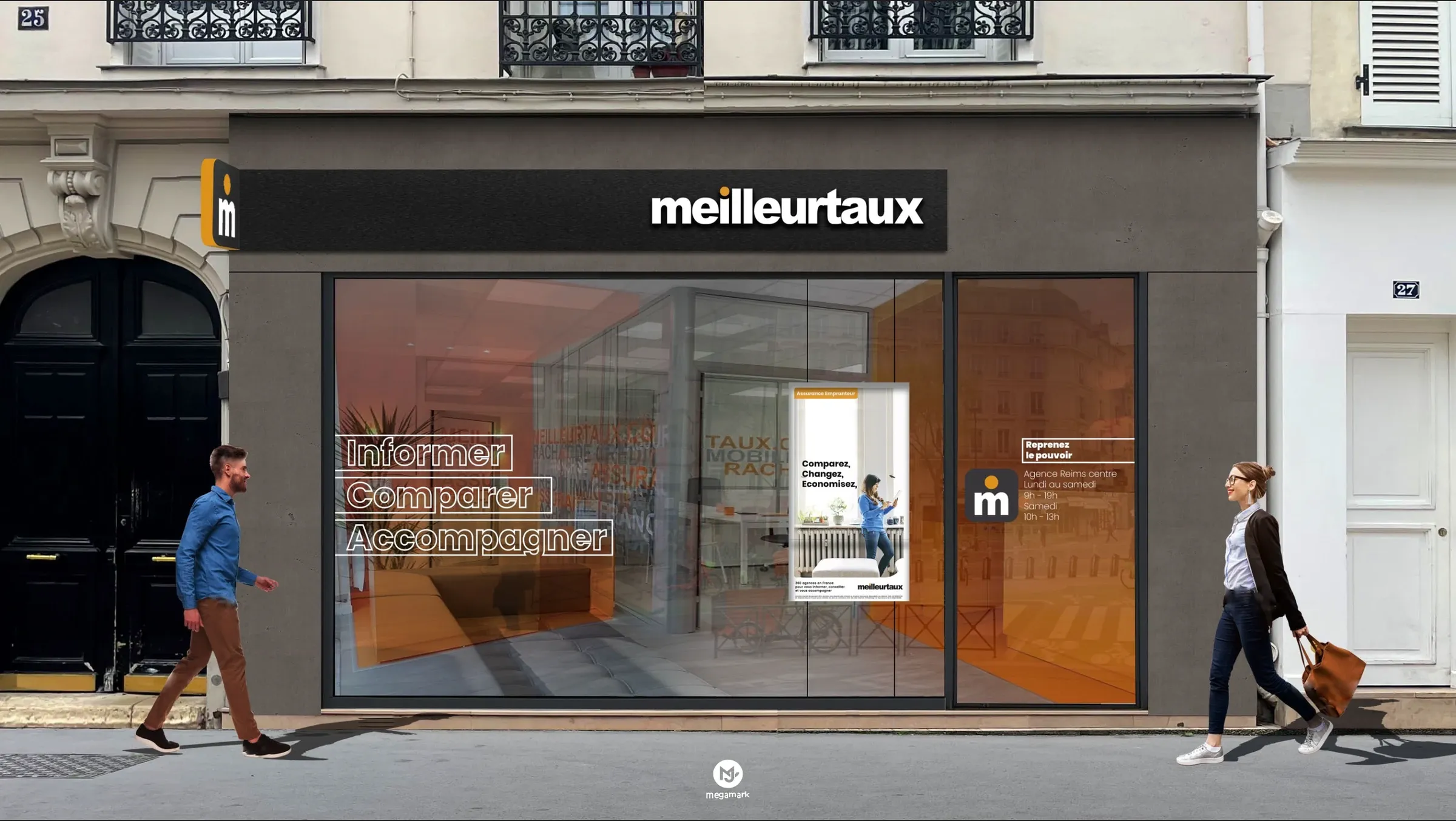 Façade d’agence Meilleurtaux dans une teinte sombre — proposition de design