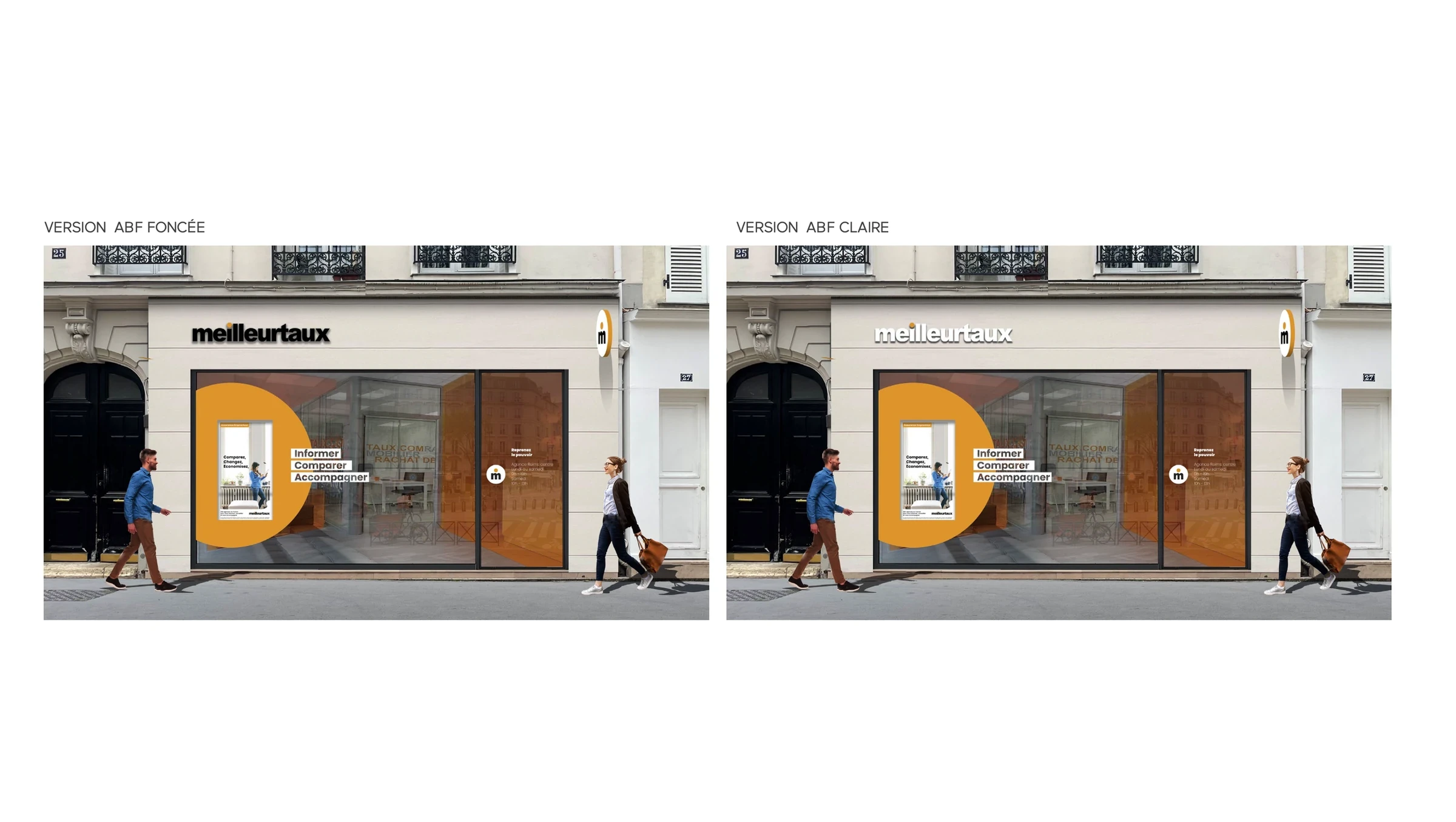 Versions foncée et claire de la façade Meilleurtaux, pour validation par les Architectes des Bâtiments de France
