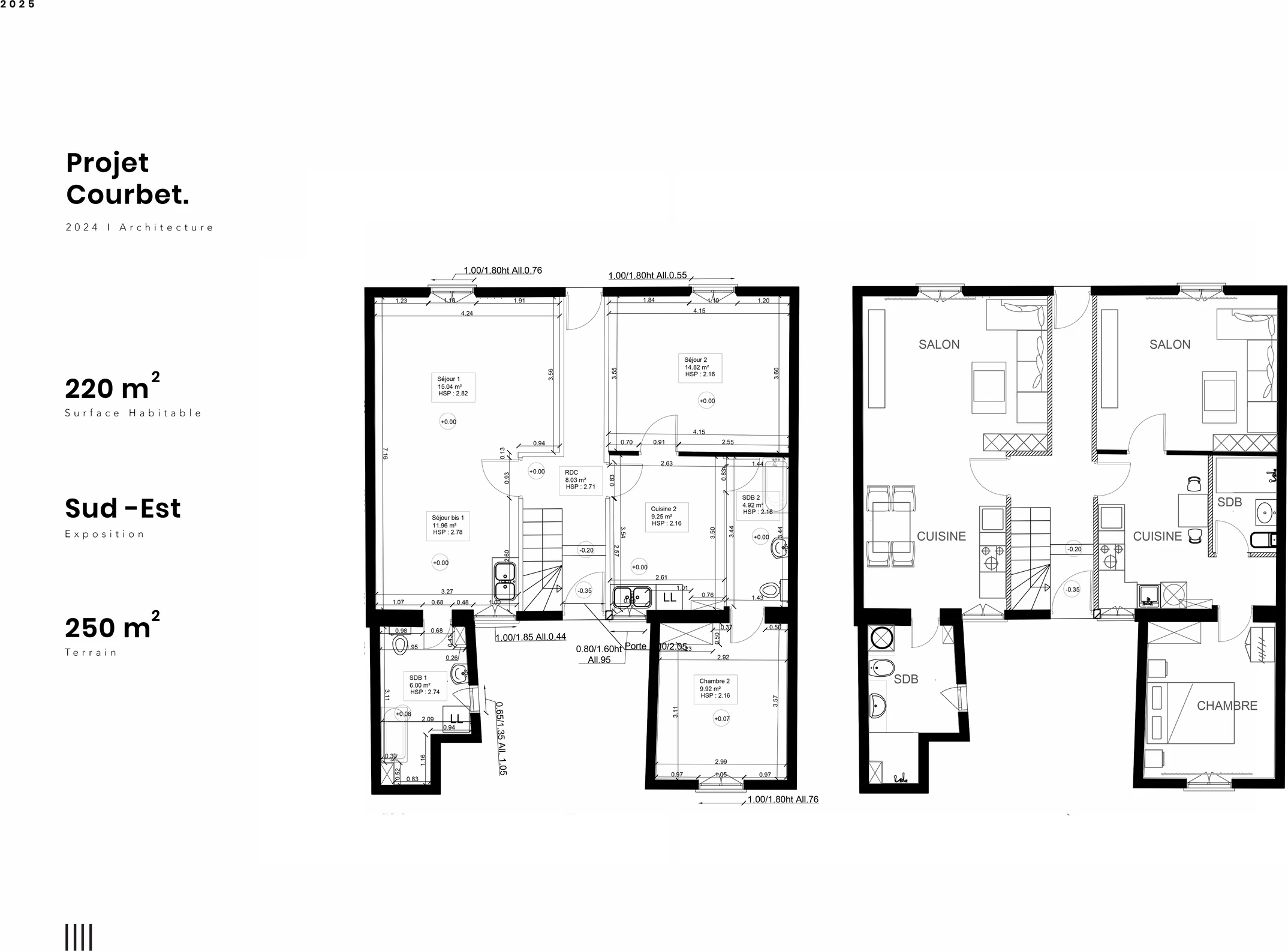 Plans of the building on rue Courbet in Nancy, converted into six apartments